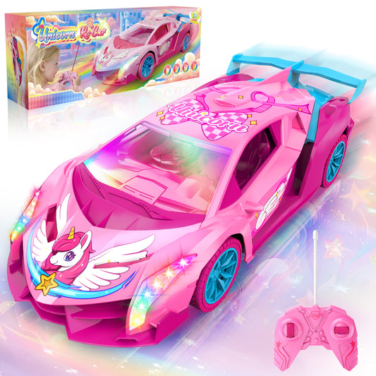 Atvuaey Remote Control Car for Kids, 1:18 Drift RC Cars Toy with LED Lights, Birthday Gifts for Boys Girls Age 3-12 Pink