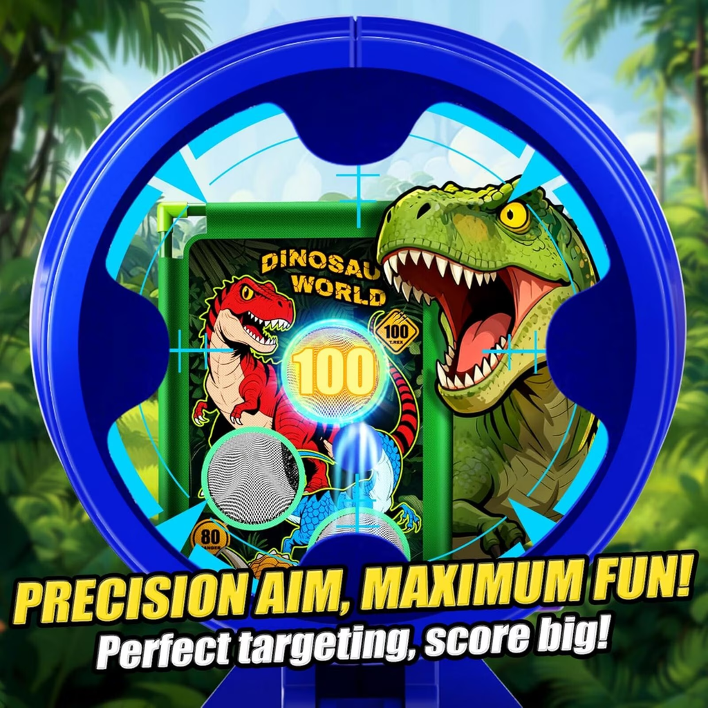 Atvuaey Dinosaur Foam Ball Launcher Toy,Shooting Target Game 2 Air Pump Launchers 24 Soft Balls,Outdoor Active Play Toys,Gifts for Boys Girls Age 3-12