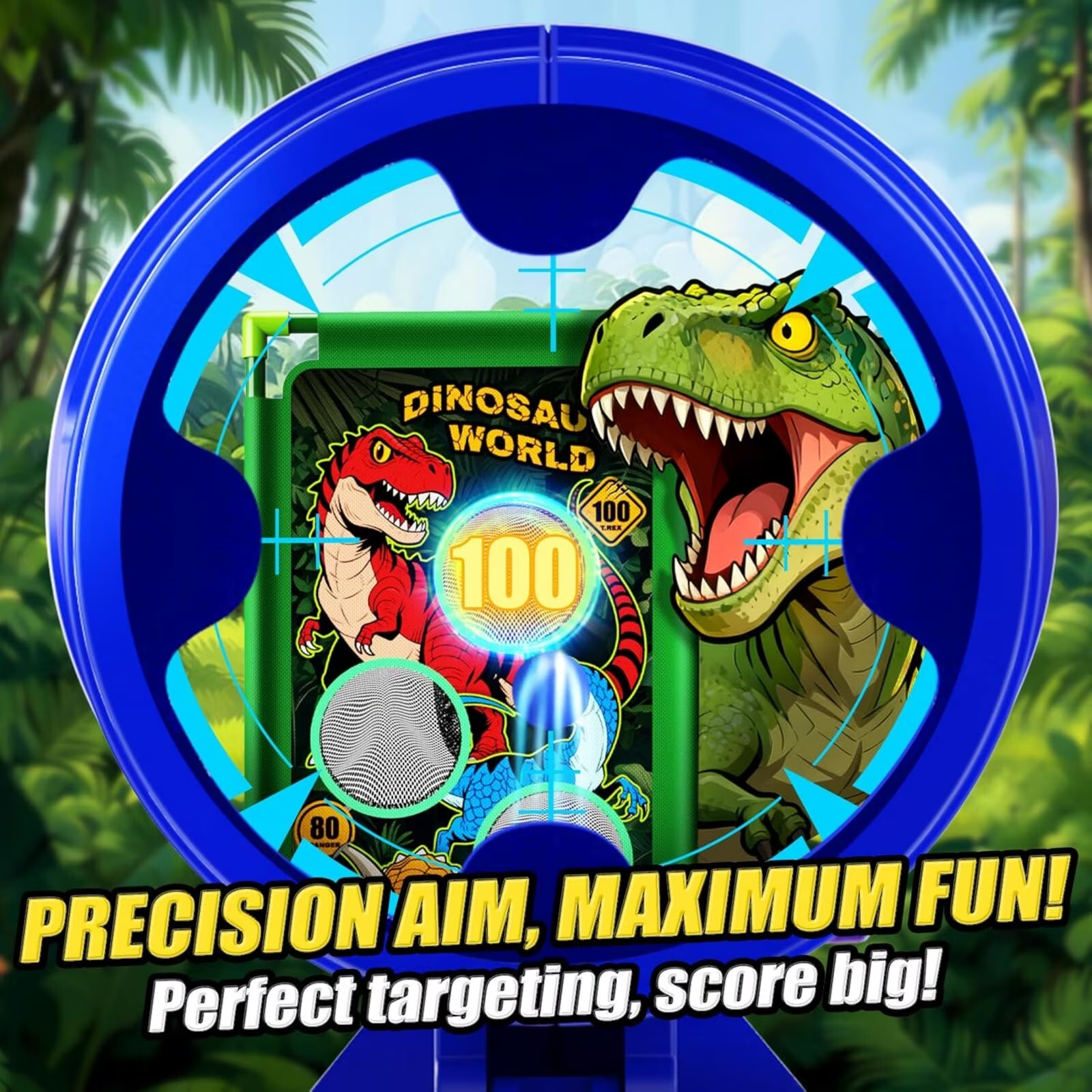 Atvuaey Dinosaur Foam Ball Launcher Toy,Shooting Target Game 2 Air Pump Launchers 24 Soft Balls,Outdoor Active Play Toys,Gifts for Boys Girls Age 3-12