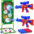 Atvuaey Dinosaur Foam Ball Launcher Toy,Shooting Target Game 2 Air Pump Launchers 24 Soft Balls,Outdoor Active Play Toys,Gifts for Boys Girls Age 3-12
