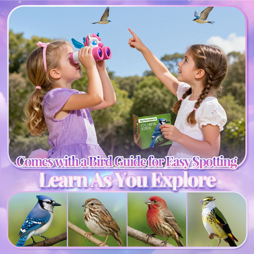 Atvuaey Unicorn Binoculars for Kids with Neck Strap, Outdoor Toys for Kids Ages 3-12, Toddler Camping and Nature Toys, Bird Watching Gear