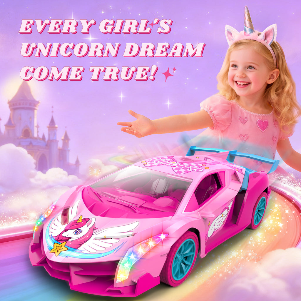 Atvuaey Remote Control Car for Kids, 1:18 Drift RC Cars Toy with LED Lights, Birthday Gifts for Boys Girls Age 3-12 Pink