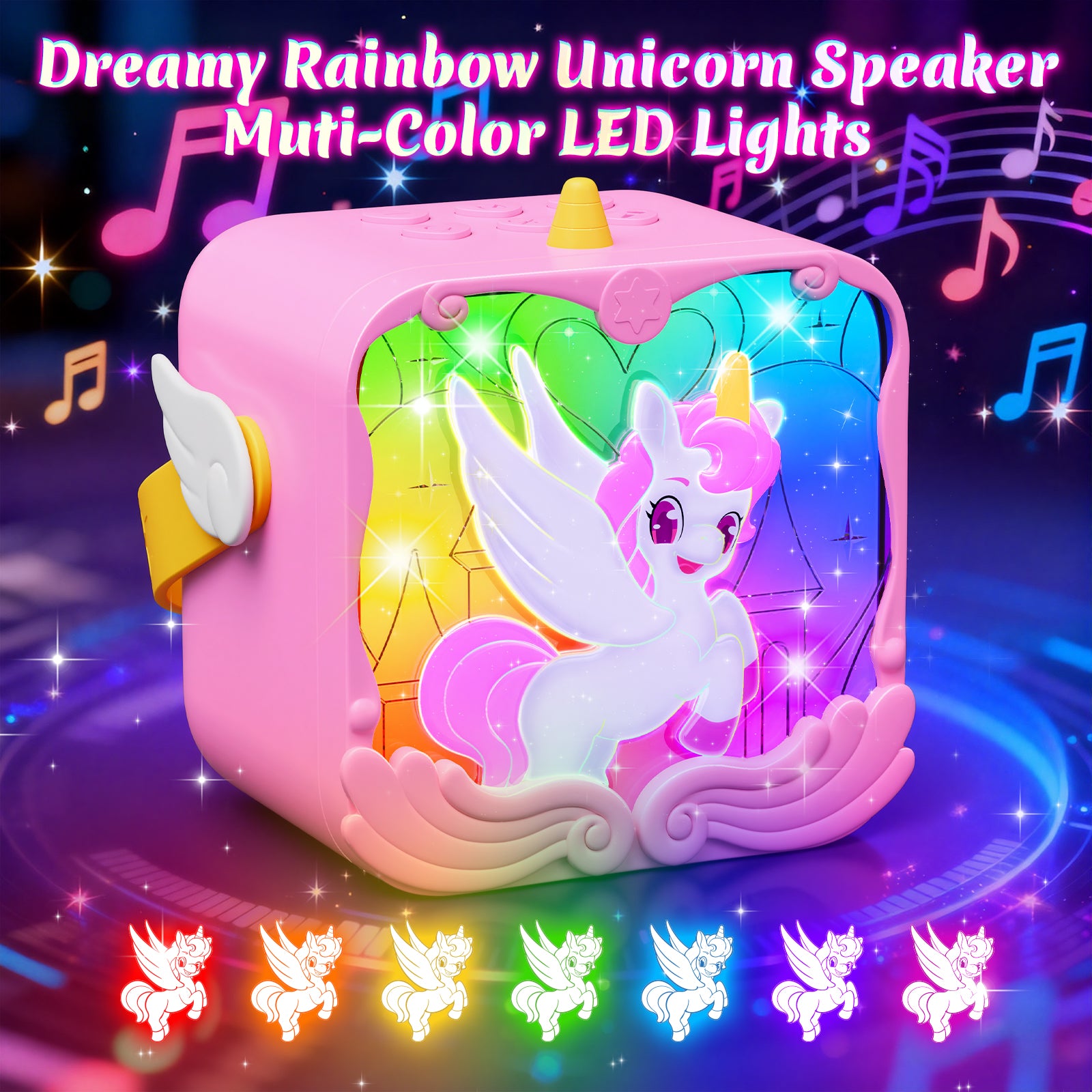 Atvuaey Mini Karaoke Machine for Kids, Wings and Castle Light Show Singing Set with 2 Microphones, Christmas Birthday Gifts for Girls and Boys