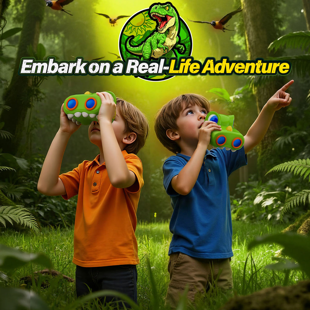 Atvuaey Kids Binoculars, Dinosaur Binoculars for Kids with Compass and Bird Watching Manual, Outdoor Learning Gear for Ages 3 to 12