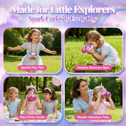 Atvuaey Unicorn Binoculars for Kids with Neck Strap, Outdoor Toys for Kids Ages 3-12, Toddler Camping and Nature Toys, Bird Watching Gear
