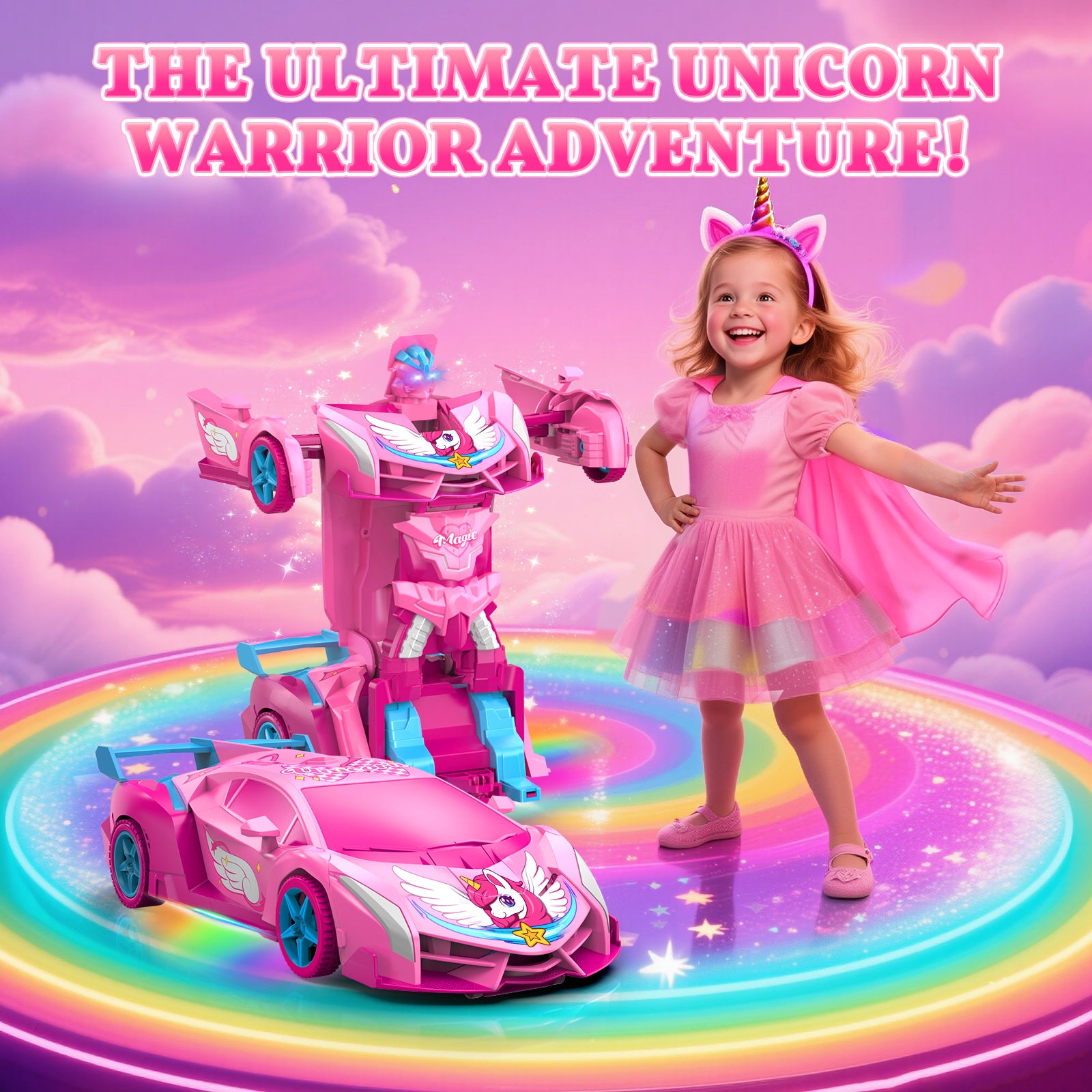 Atvuaey RC Car Transform Robot, 360° Rotation, 1:18 Remote Control Cars for Kids, 2 Rechargeable Battery, Gifts Toys for Girls 3-12