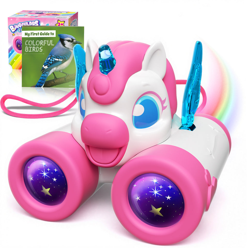 Atvuaey Unicorn Binoculars for Kids with Neck Strap, Outdoor Toys for Kids Ages 3-12, Toddler Camping and Nature Toys, Bird Watching Gear