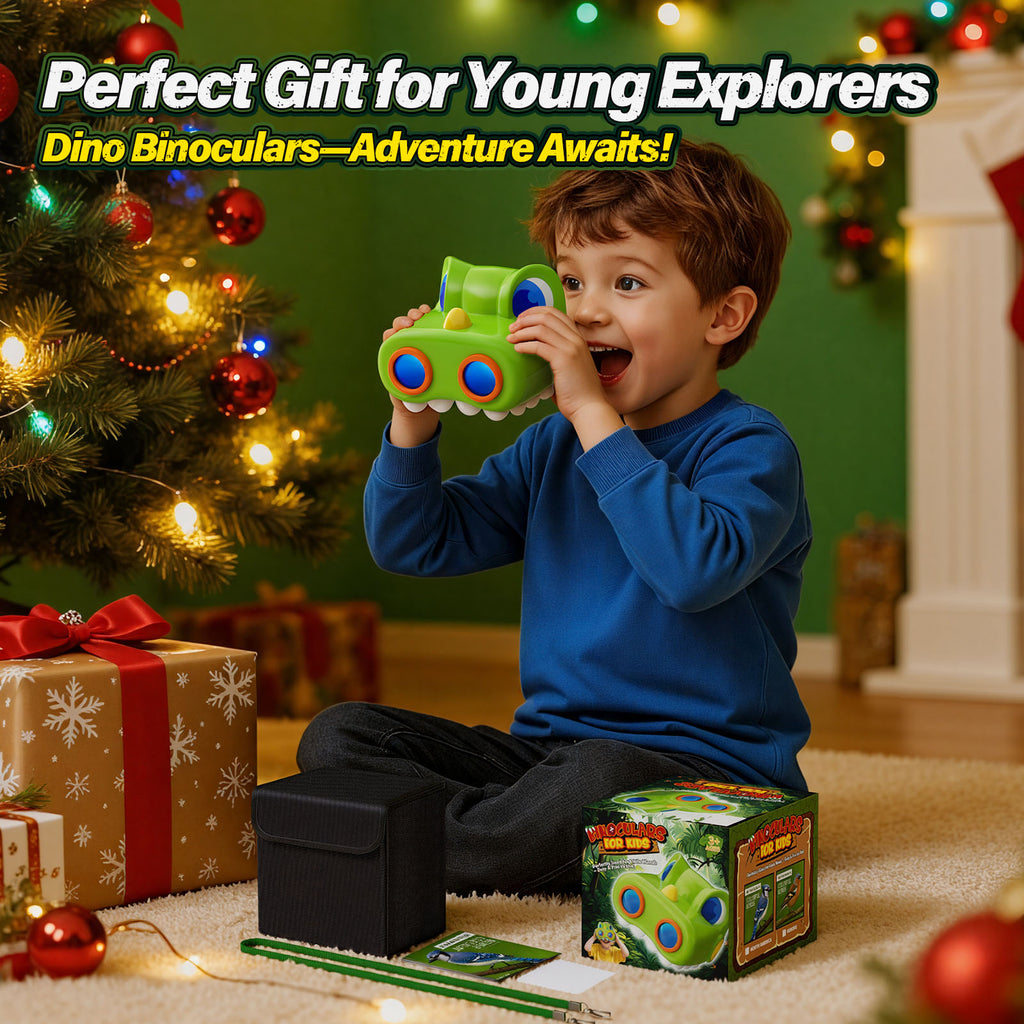Atvuaey Kids Binoculars, Dinosaur Binoculars for Kids with Compass and Bird Watching Manual, Outdoor Learning Gear for Ages 3 to 12
