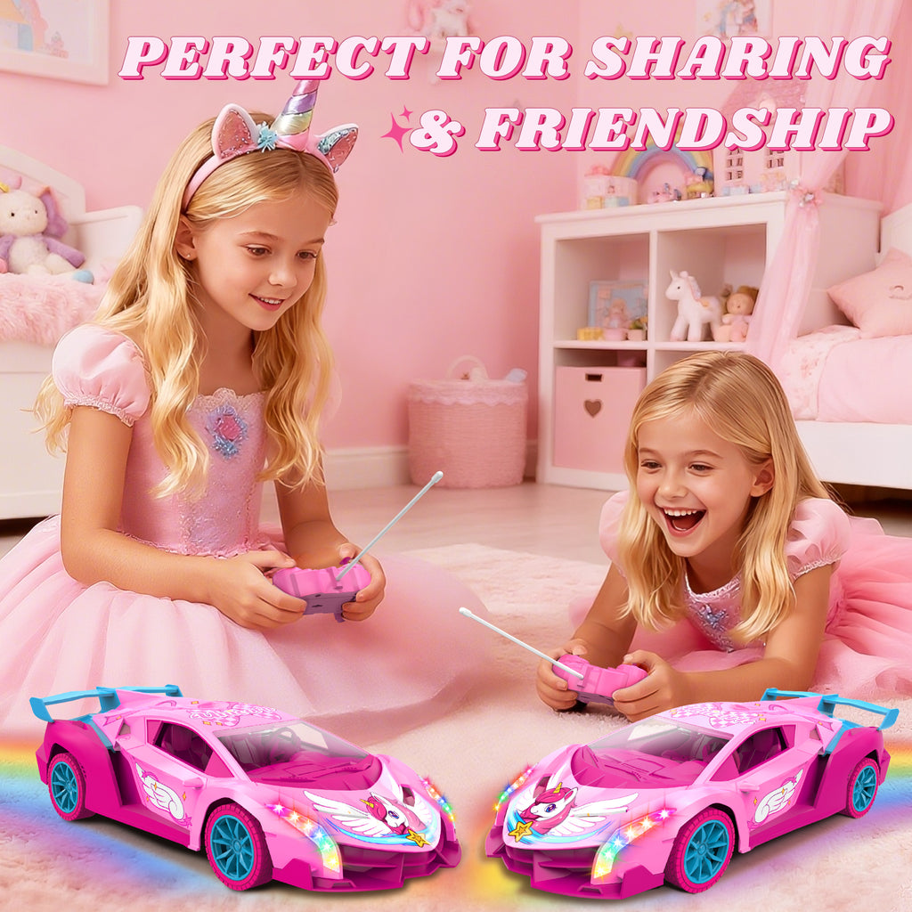 Atvuaey Remote Control Car for Kids, 1:18 Drift RC Cars Toy with LED Lights, Birthday Gifts for Boys Girls Age 3-12 Pink