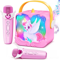 Atvuaey Mini Karaoke Machine for Kids, Wings and Castle Light Show Singing Set with 2 Microphones, Christmas Birthday Gifts for Girls and Boys