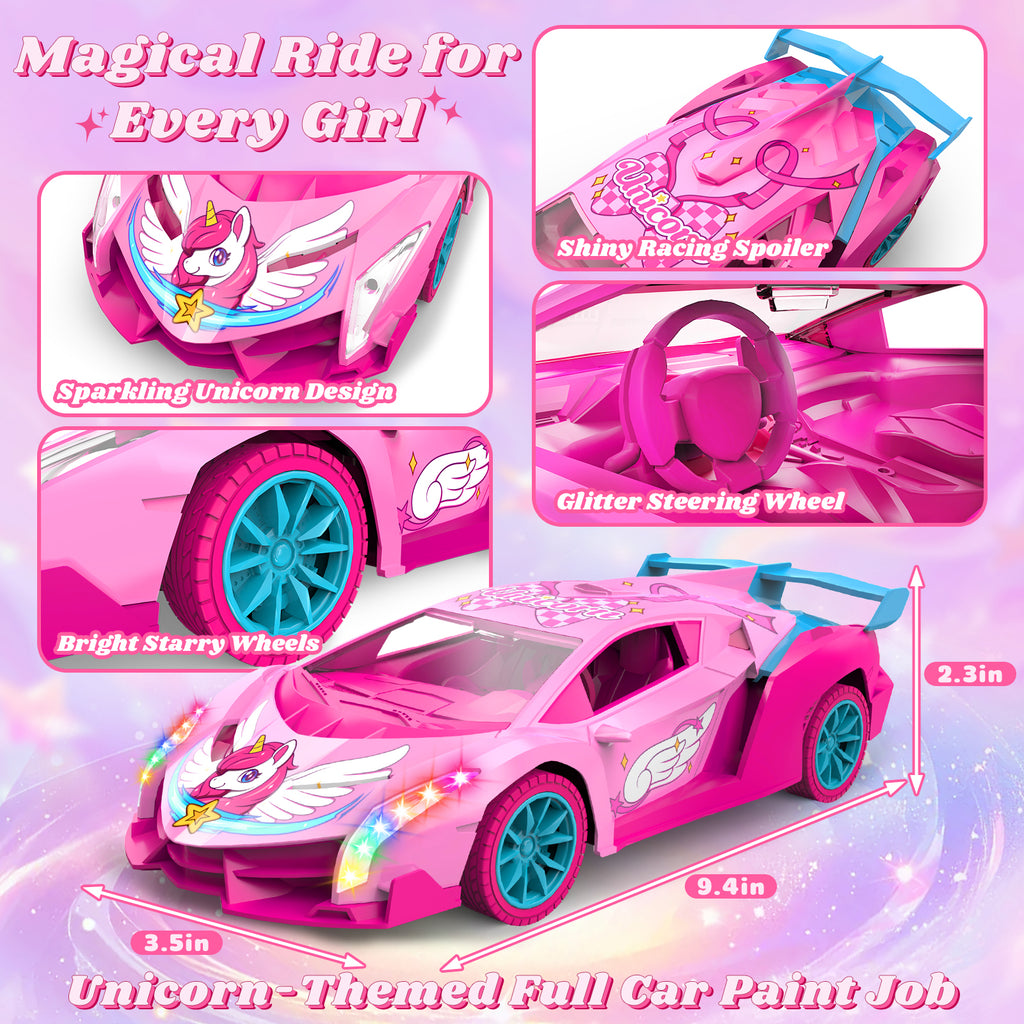 Atvuaey Remote Control Car for Kids, 1:18 Drift RC Cars Toy with LED Lights, Birthday Gifts for Boys Girls Age 3-12 Pink